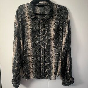 MOTHER the thin veil button down Boa Babe shirt